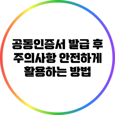 공동인증서 발급 후 주의사항: 안전하게 활용하는 방법