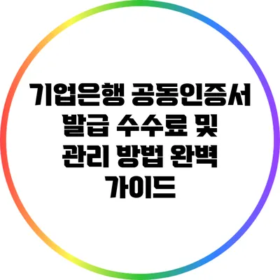 기업은행 공동인증서 발급 수수료 및 관리 방법 완벽 가이드