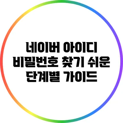 네이버 아이디 비밀번호 찾기: 쉬운 단계별 가이드