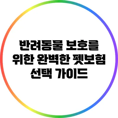 반려동물 보호를 위한 완벽한 펫보험 선택 가이드