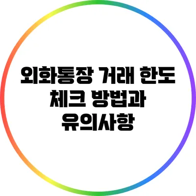 외화통장 거래 한도 체크 방법과 유의사항