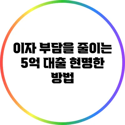 이자 부담을 줄이는 5억 대출 현명한 방법