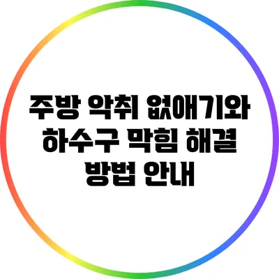 주방 악취 없애기와 하수구 막힘 해결 방법 안내