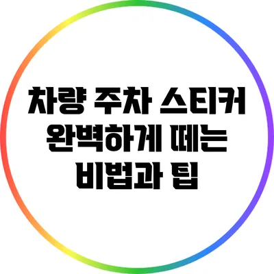 차량 주차 스티커 완벽하게 떼는 비법과 팁