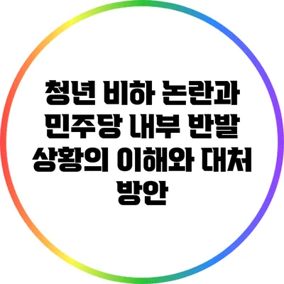 청년 비하 논란과 민주당 내부 반발: 상황의 이해와 대처 방안