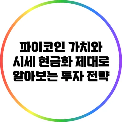 파이코인 가치와 시세 현금화: 제대로 알아보는 투자 전략