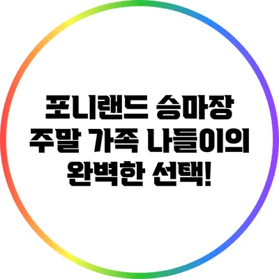 포니랜드 승마장: 주말 가족 나들이의 완벽한 선택!