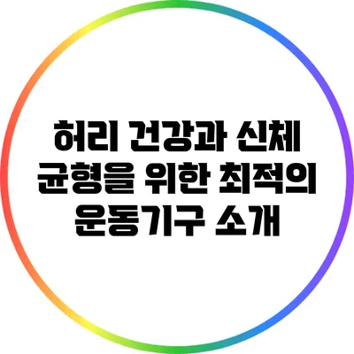 허리 건강과 신체 균형을 위한 최적의 운동기구 소개