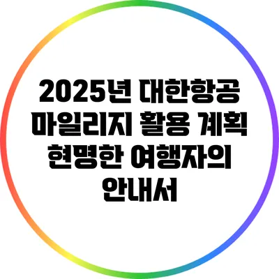 2025년 대한항공 마일리지 활용 계획: 현명한 여행자의 안내서