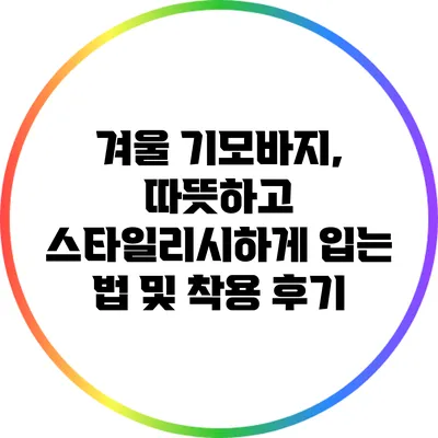 겨울 기모바지, 따뜻하고 스타일리시하게 입는 법 및 착용 후기
