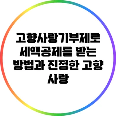 고향사랑기부제로 세액공제를 받는 방법과 진정한 고향 사랑
