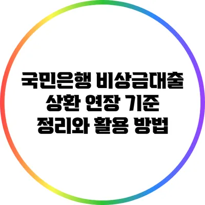 국민은행 비상금대출 상환 연장 기준 정리와 활용 방법