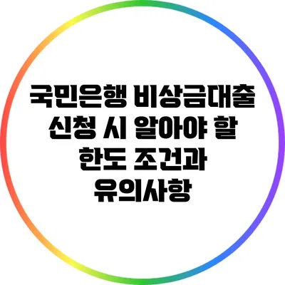 국민은행 비상금대출 신청 시 알아야 할 한도 조건과 유의사항
