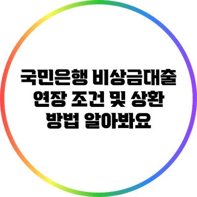 국민은행 비상금대출 연장 조건 및 상환 방법 알아봐요