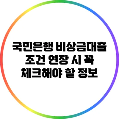 국민은행 비상금대출 조건 연장 시 꼭 체크해야 할 정보