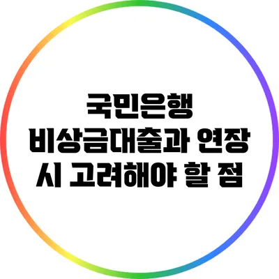 국민은행 비상금대출과 연장 시 고려해야 할 점