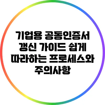 기업용 공동인증서 갱신 가이드: 쉽게 따라하는 프로세스와 주의사항