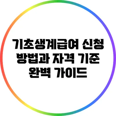 기초생계급여 신청 방법과 자격 기준 완벽 가이드