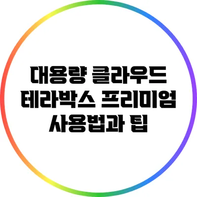 대용량 클라우드 테라박스 프리미엄 사용법과 팁