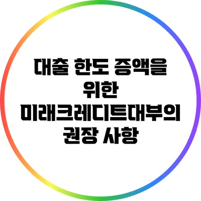 대출 한도 증액을 위한 미래크레디트대부의 권장 사항