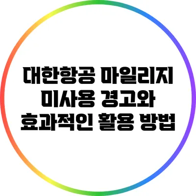 대한항공 마일리지 미사용 경고와 효과적인 활용 방법