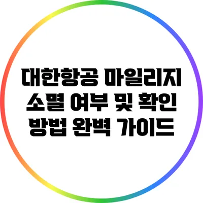 대한항공 마일리지 소멸 여부 및 확인 방법 완벽 가이드
