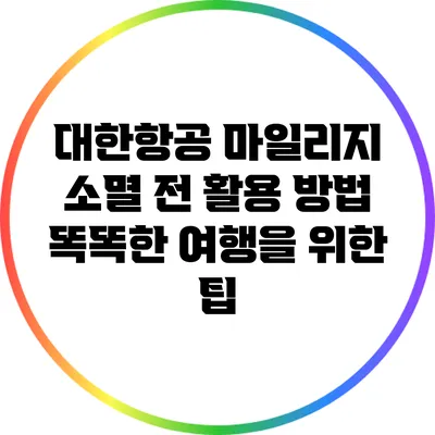 대한항공 마일리지 소멸 전 활용 방법: 똑똑한 여행을 위한 팁
