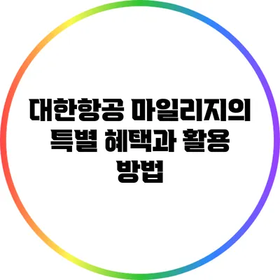 대한항공 마일리지의 특별 혜택과 활용 방법