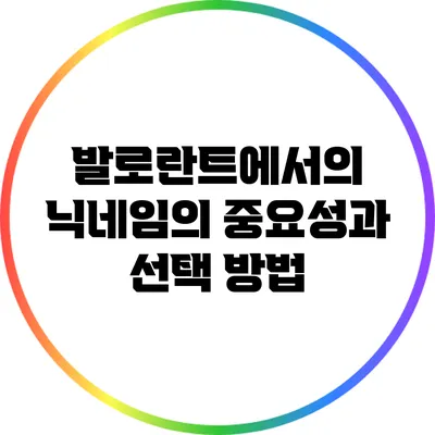 발로란트에서의 닉네임의 중요성과 선택 방법