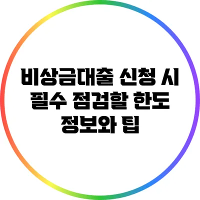 비상금대출 신청 시 필수 점검할 한도 정보와 팁