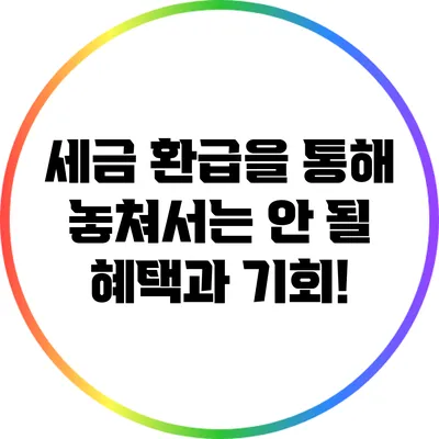 세금 환급을 통해 놓쳐서는 안 될 혜택과 기회!