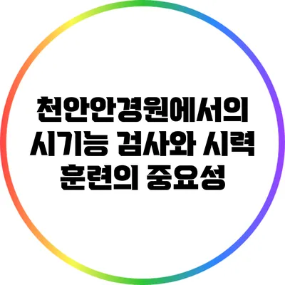 천안안경원에서의 시기능 검사와 시력 훈련의 중요성