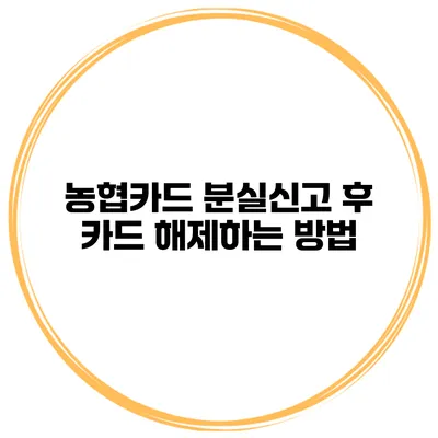 농협카드 분실신고 후 카드 해제하는 방법