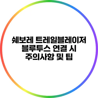 쉐보레 트레일블레이저 블루투스 연결 시 주의사항 및 팁